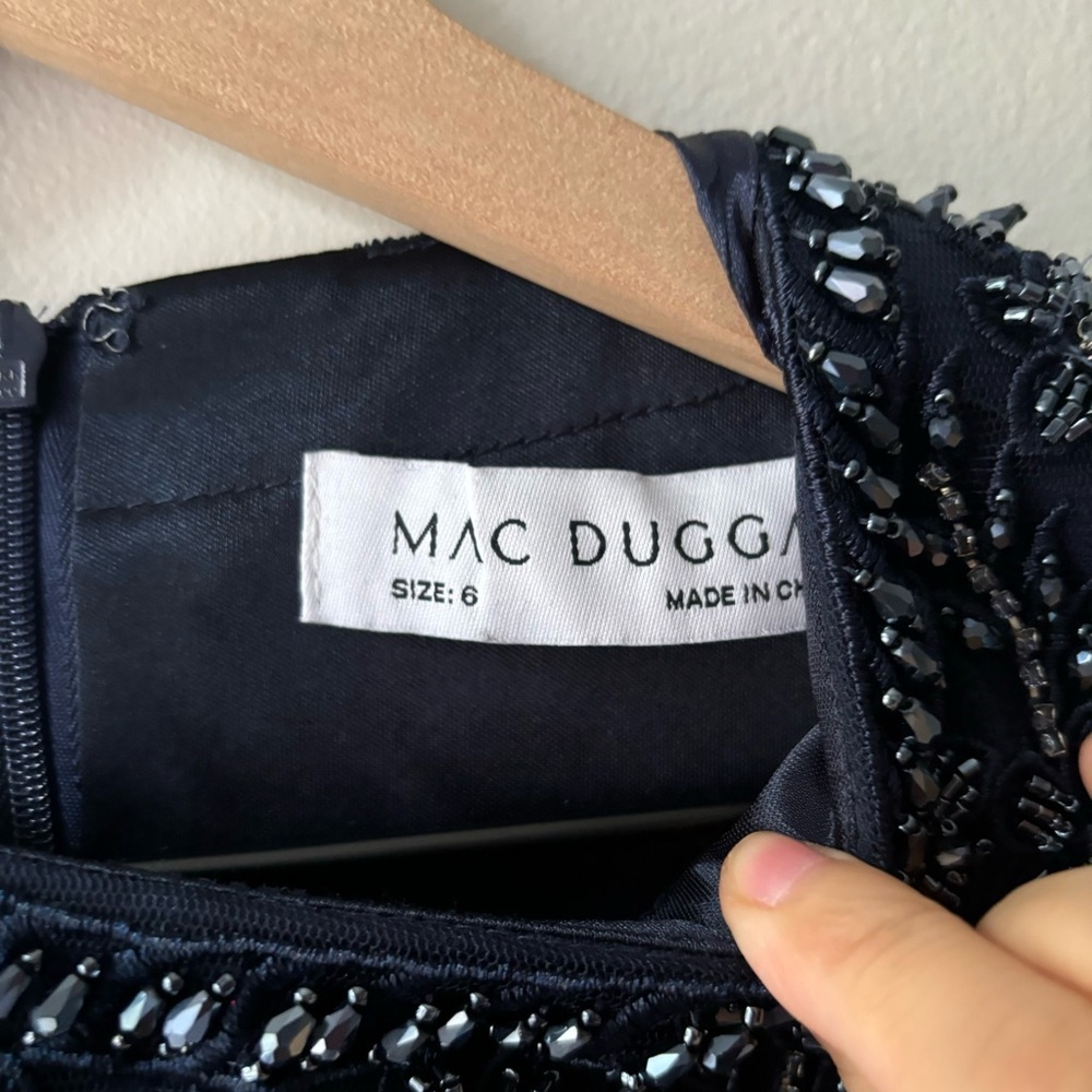 Mac Duggal Dazzling Crew Neckline A-line Dress maxi‎ embellishment Navy Sz 6 - Picture 11 of 12